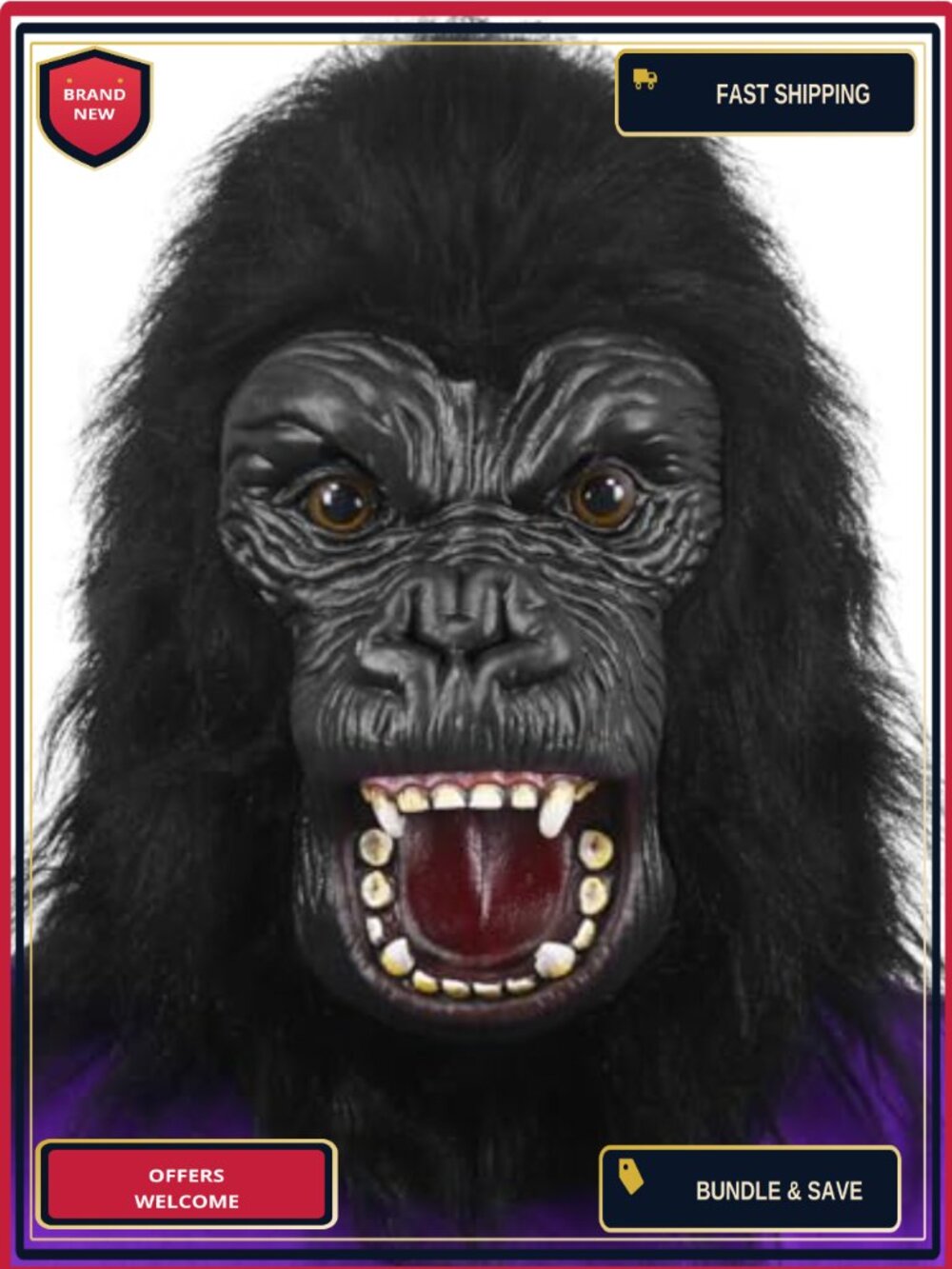 Gorilla Mask Latex Ape Full Head Animal Mask Halloween Costume Prop